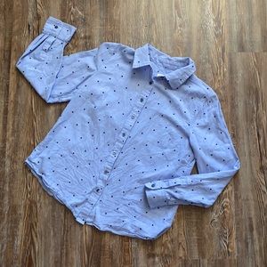 Talbots Light Blue Novelty Star Print Button Down Shirt